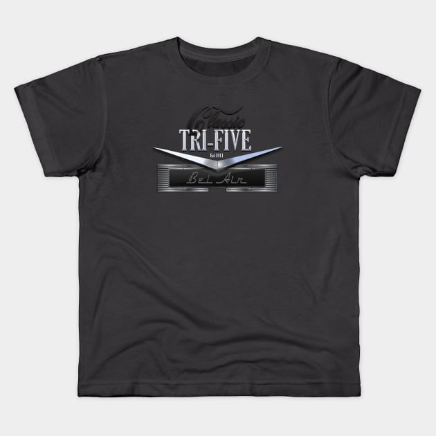 56 Trifive Chevy Kids T-Shirt by hardtbonez